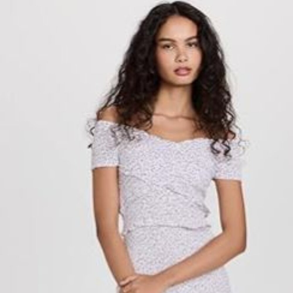 NWT BB Dakota Steve Madden Rom Com Mini Dress Ditzy Floral Off‎ Shoulder Large